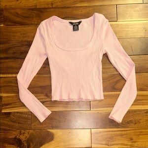 Pink Ribbed Long Sleeve Top